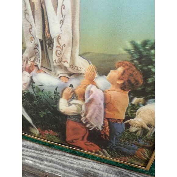 Vintage 70's Lenticular 3D Hologram Framed Mary Children Religious Picture - Picture 6 of 11